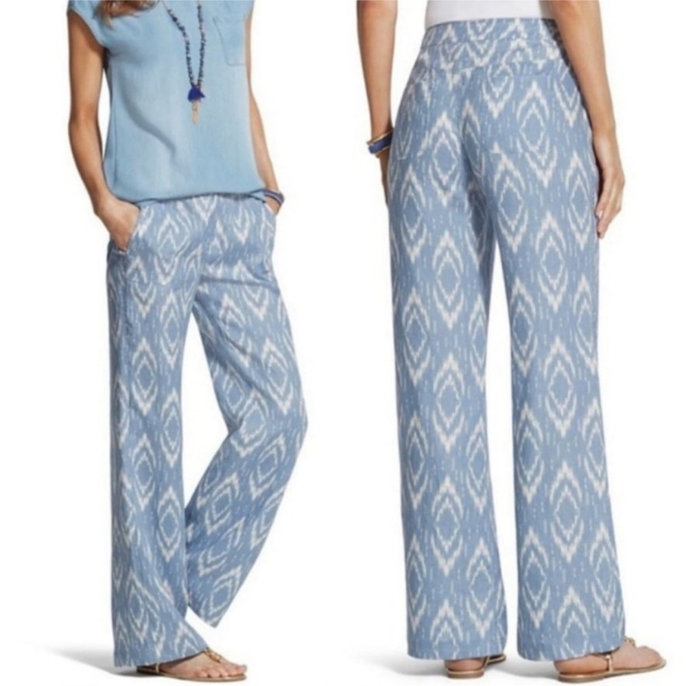Chico's Blue and White Wide Leg Pants